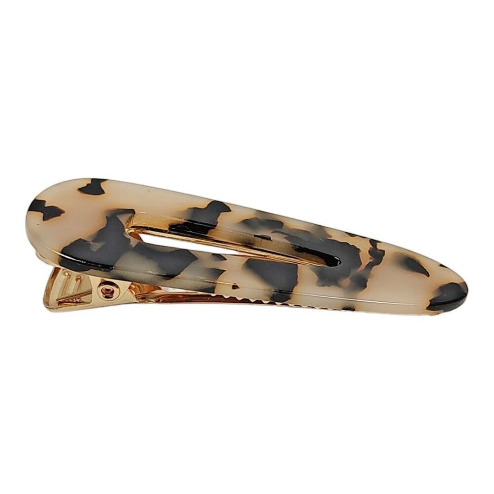 Faux Tortoise Shell Hair Duckbill Clip Barrette Multicolor Teardrop Vtg Inspired